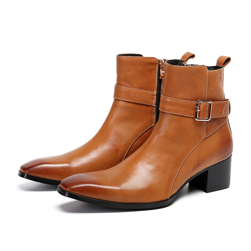 Winter Brown Buckle Pointed Me - Men Formal Wear With Boots 评论和价格