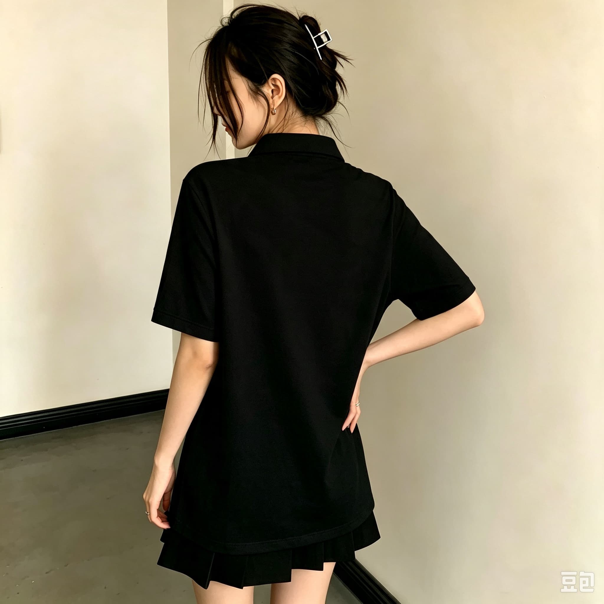 Casual Black Unisex Polo Blous - Men Formal Wear All Black 评论和价格
