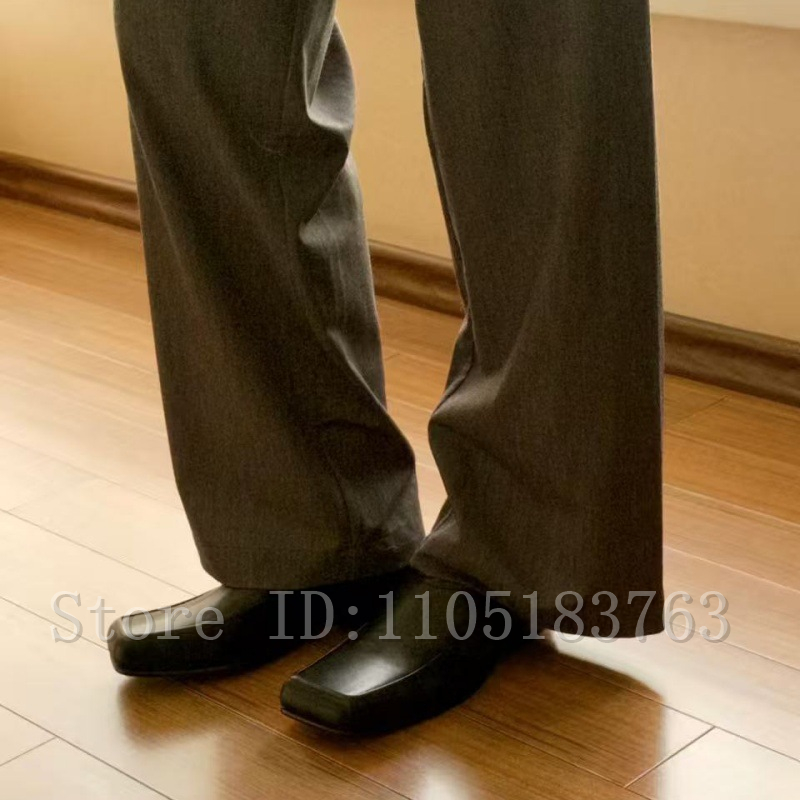 Men's Black Leather Square Toe - Formal Men Daily Wear Footwear 评论和价格