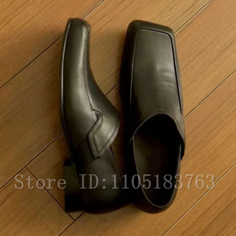 Men's Black Leather Square Toe - Formal Men Daily Wear Footwear 评论和价格