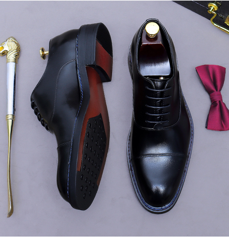 Cognac Cap-Toe Oxfords Genuine - Formal Men Daily Wear Footwear 评论和价格